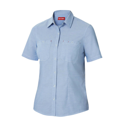 Womens Hard Yakka Foundations Short Sleeve Blue Chambray Shirt Corp Work Y08041- Bannav S Bannav LLC